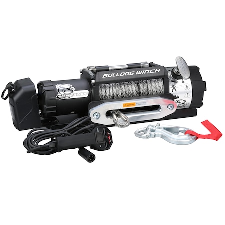 Bulldog Winch 12000lb Trailer Winch, Synthetic Rope, Hawse Fairlead 10040